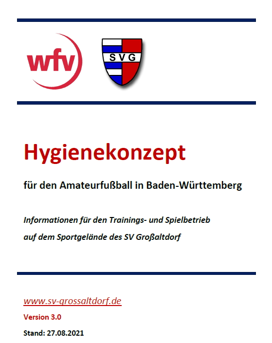 Titelblatt des Hygienekonzepts des SV Großaltdorf mit Link zur PDF-Datei (311 KB)